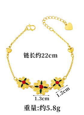 国潮高级感爱心四叶花项链女越南沙金滴油花朵手链戒指套装首饰品