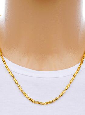 4mm越南沙金镂空圆柱男士项链 男式刀模链条 镀24K真金首饰