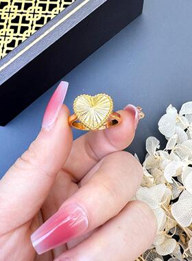 越南沙金爱心活口戒指小红书同款