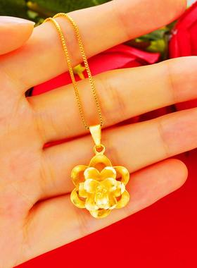 仿黄金大号花瓣吊坠项链