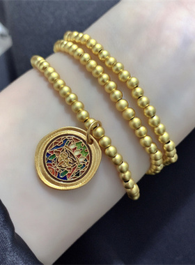 秋季新款古法金三圈磨砂珠扎基拉