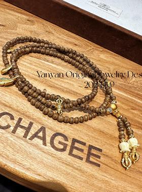 新中式国风天然虎眼石串珠长项链