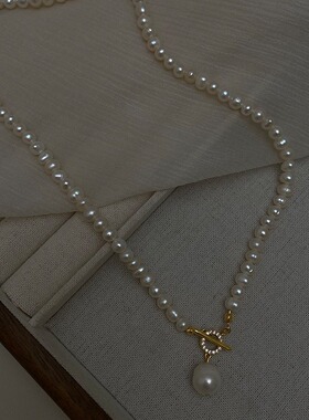 STINA5mm近圆淡水珍珠项链OT扣轻
