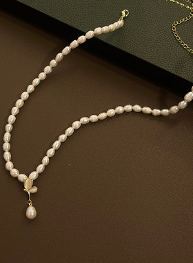 STINA45mm古风米粒淡水珍珠项链