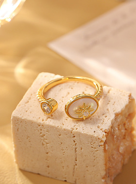 STINA新款法式轻奢复古贝母八芒