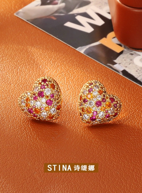 STINA爆款微镶爱心项链铜18金高