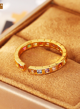 STINA法式轻奢时尚彩色锆石开口