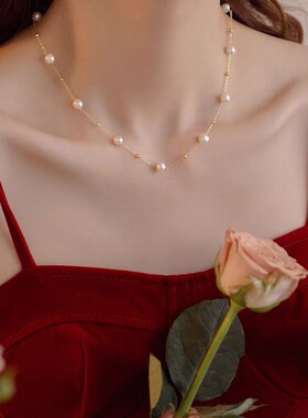 STINA经典款珍珠满天星项链女气