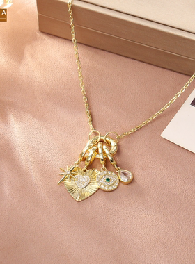 STINA轻奢高级感铜金爱心项链小