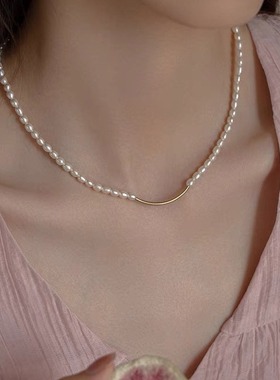 STINA天然淡水珍珠微笑项链女气