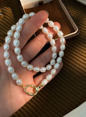 STINA新款8mm淡水项链双环扣百搭