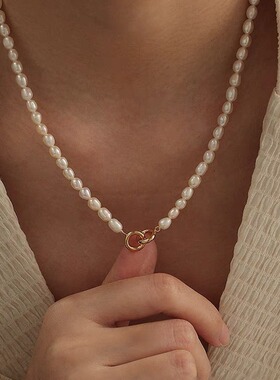 STINA新款链条银4mm淡水珍珠双