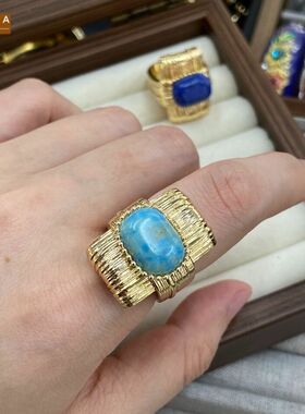 STINA欧美复古拉丝金属青金石绿