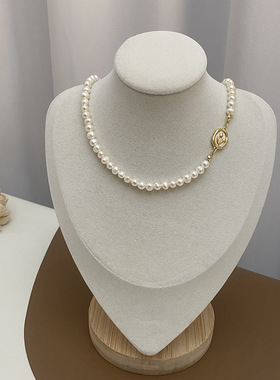 STINA新款珍珠郁金香项链女法式