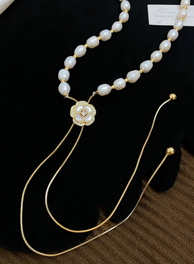 STINA78mm珍珠蛇骨链秋冬百搭山