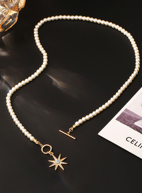 STINA小众轻奢石八芒星锆石项链