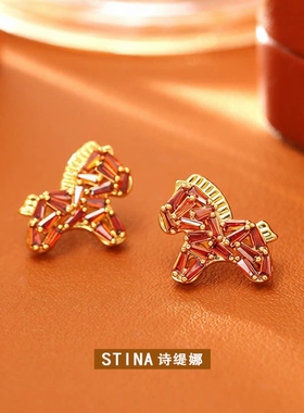 STINA爆款本命年小马项链铜24金