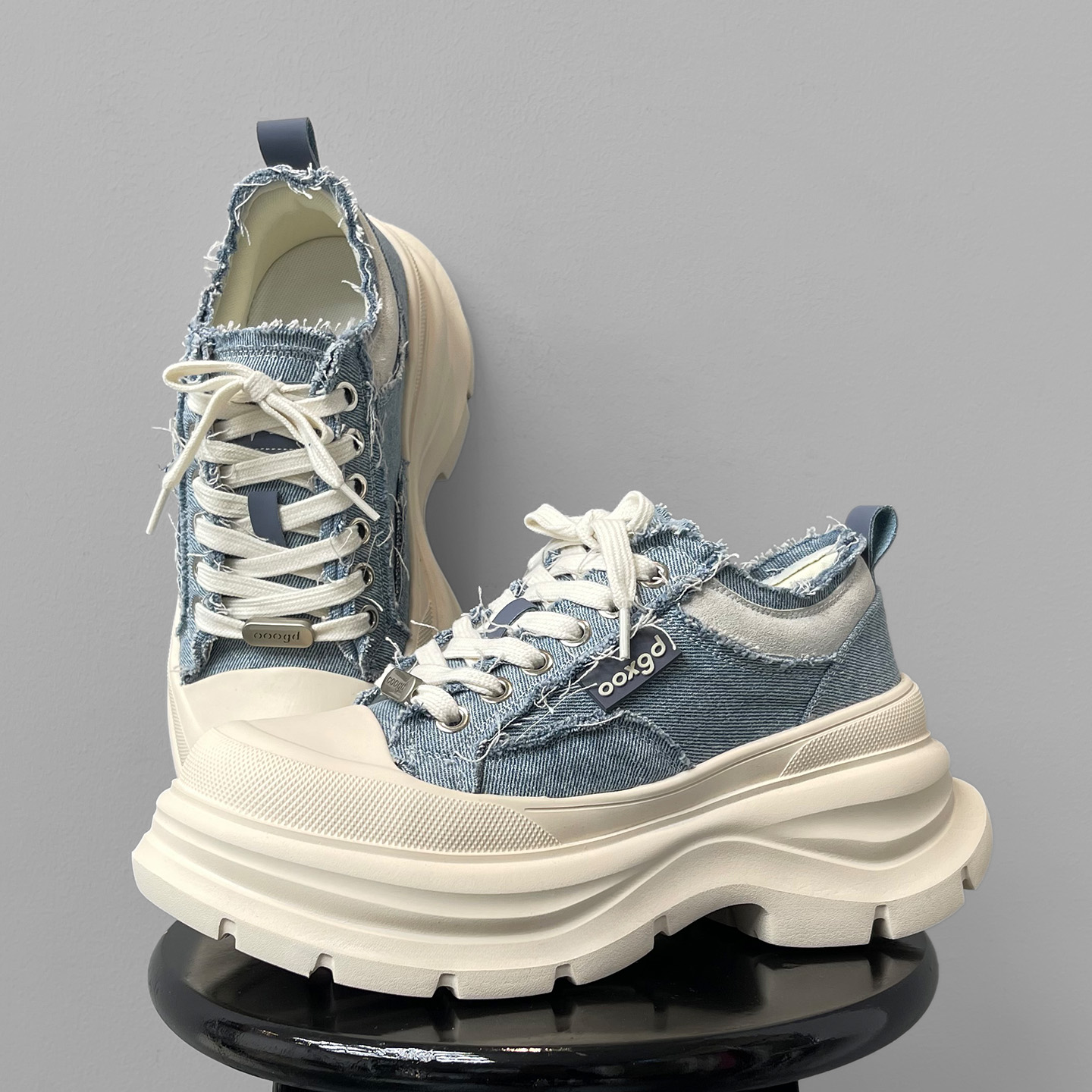 【7CM增高鞋】小众设计牛仔帆布鞋男女款厚底运动休闲鞋子老爹鞋 - 图3