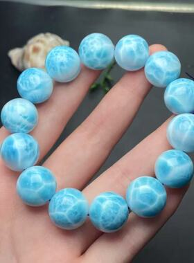 正品天然拉利玛高品质海纹石16mm圆珠手串文玩收藏工艺珠宝饰品