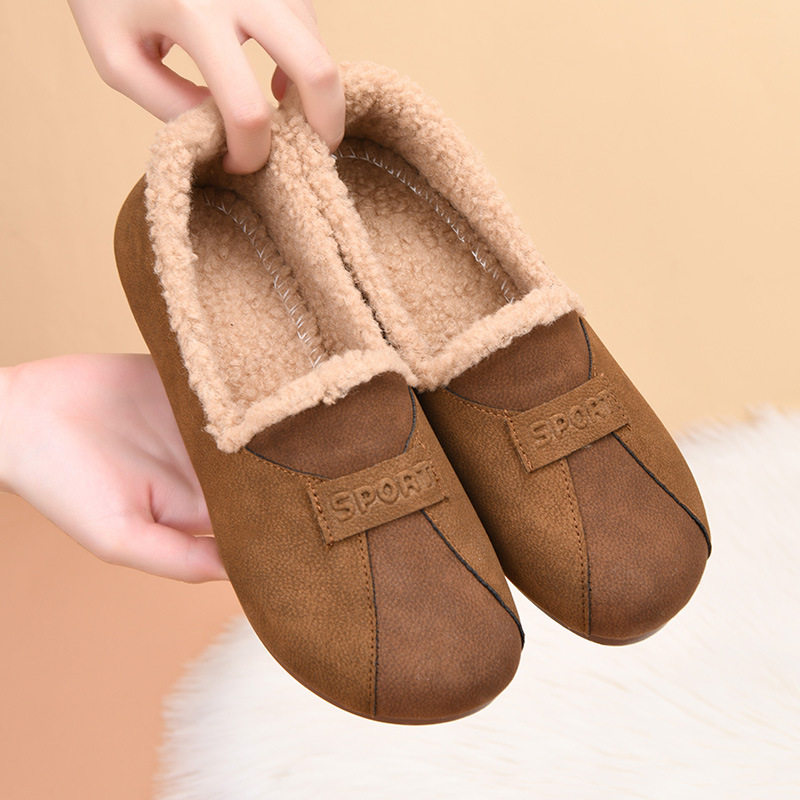 棉鞋女新款休闲加绒加厚妈妈鞋一脚蹬时尚百搭保暖豆豆鞋,淘宝优惠券,粉丝福利购,淘宝优惠卷