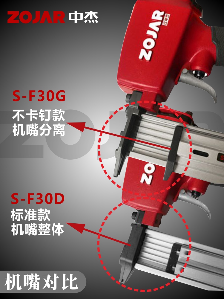 红中杰ZOJAR气动钉枪打钉机F30GT50木工装修直钉抢ST64吊顶钢钉枪 - 图1