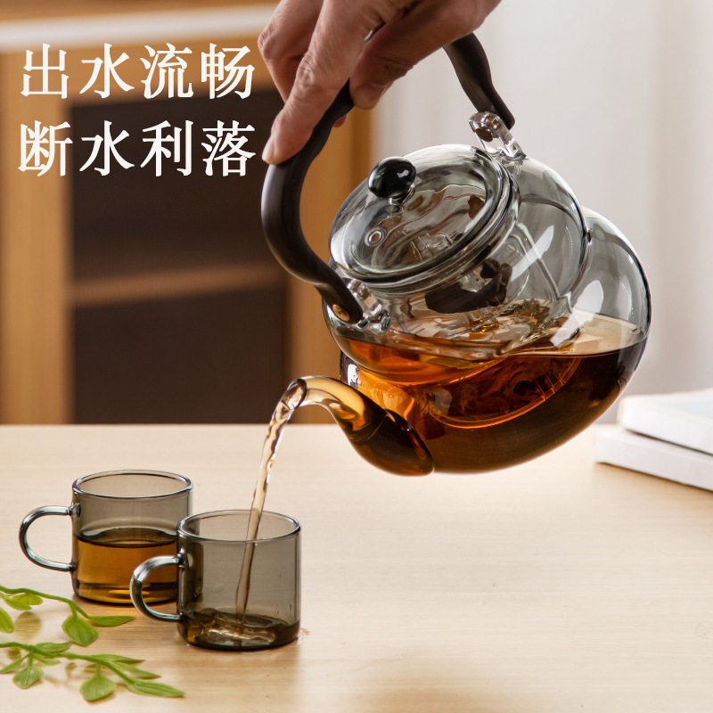 一盏闲庭丨围炉煮茶壶福禄壶高硼硅玻璃木把提梁壶蒸煮一体泡茶壶,淘宝优惠券,粉丝福利购,淘宝优惠卷