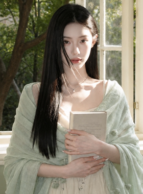 薄荷绿棉麻披肩女外搭2026新款清冷感薄款文艺旅游空调房丝巾围巾