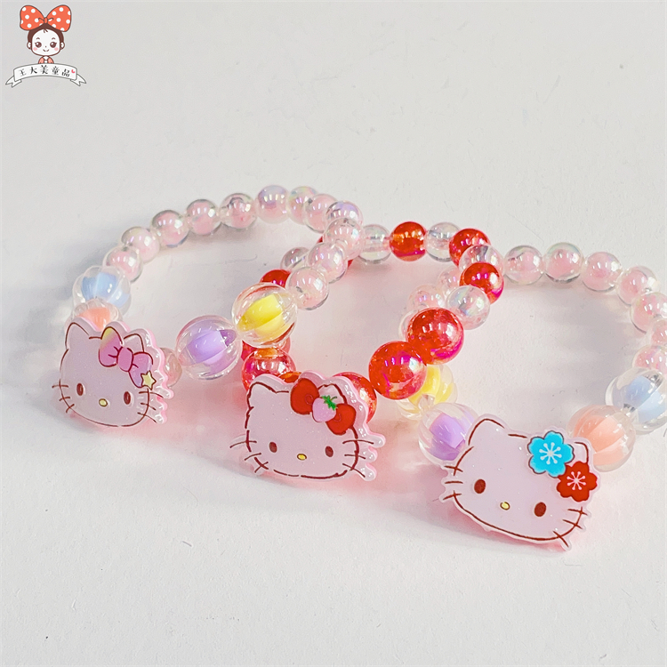 6916新款正版HelloKitty儿童项链手链套装凯蒂猫宝宝汉服流苏饰品-图2