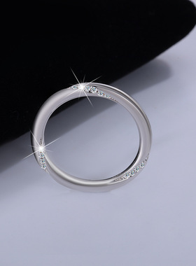 S925纯银莫桑石莫比乌斯戒指简约满钻女戒指时尚高级指环工厂