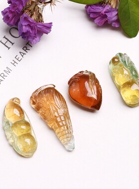 天然巴西蓝绿色小巧手工雕刻吊坠