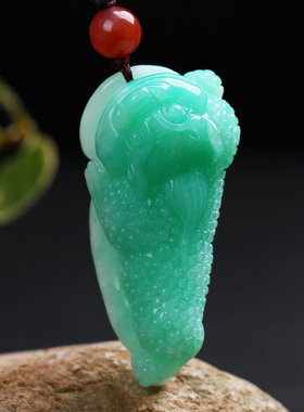 绿玉髓金蟾挂绳吊坠送证书