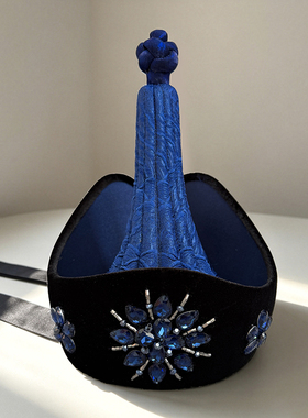 蒙古族时尚蒙元素歪歪帽额头小帽子手工缝制蒙古服配饰头饰造型