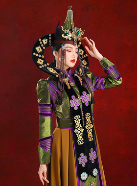原创蒙古女士黑色牛角帽子写真摄影头饰演出走秀模特网红款