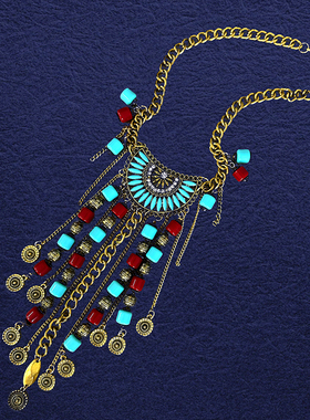 蒙古族少数民族风特色发饰项链舞蹈演出头饰艺考额头链子饰品礼物