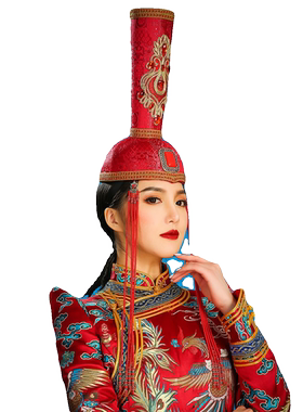 蒙古帽子女婚礼新娘头饰走秀演出舞台表演发饰品异域风情额饰发冠