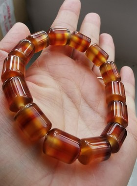 逊克北红玛瑙老型珠女士手串手工打磨一线料一块料水头好时尚百搭