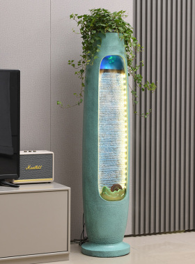 轻奢招财水幕墙造景落地流水摆件