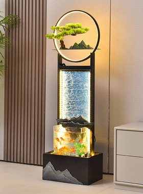 现代简约流水摆件循环水招财喷泉客厅办公室落地假山开业乔迁礼品