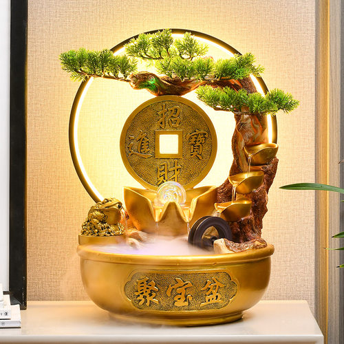 聚宝盆招财流水摆件循环水喷泉景观客厅办公室风水轮乔迁开业礼物 - 图0
