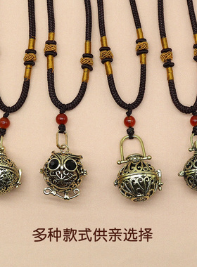 古青铜小方盒镂空香囊吊坠