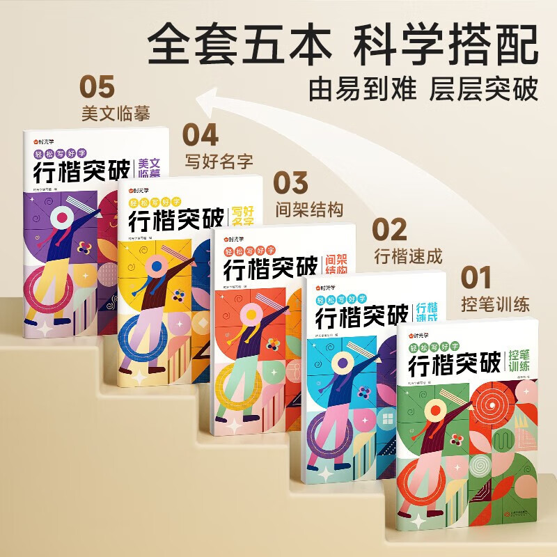 时光学行楷突破入门字帖专为0基础初学者打造5本一套备齐基础描红控笔训练间架结构美文临摹常用字练就一手好签名行楷速成视频讲解 - 图0