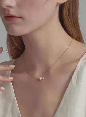 terra牵手珍珠项链925纯银简约