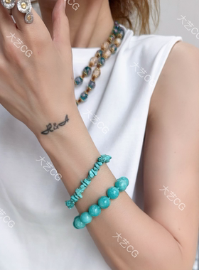松石手链不规则蓝色手串个性腕饰