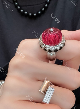 南瓜戒指复古风红色小众指环RIGlc 0530