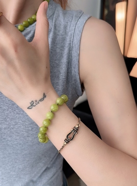 小众绿色手链新中式简约珠珠手串珠链时尚