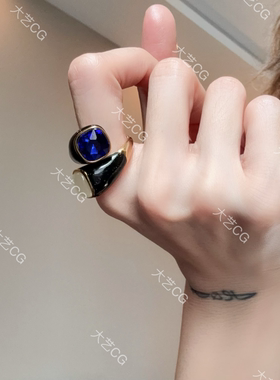 彩宝戒指蓝色复古风可调节指环RIAIc 0515