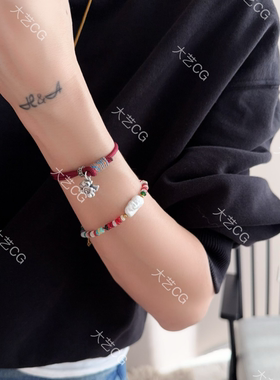 马年纯银手链红色手绳可调节情新年礼物BRAgs 0300