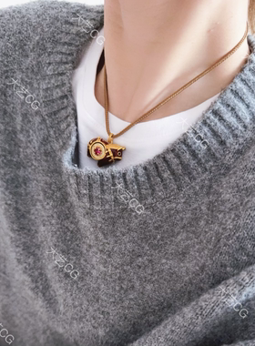 红马项链抽拉绳多种戴法毛衣链马年配饰节日绳链NEGIc 0709