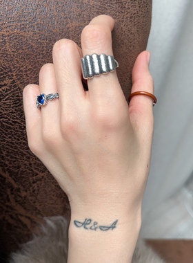 天然木鸡血藤纯手工指环纯银大拇指戒圈