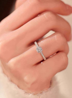 轻奢精致镶钻小方糖戒指女小众设计高级感ins网红食指戒开口指环